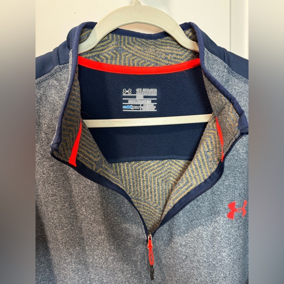 Under Armour Loose Cold-Gear Men's 2XL 1/4 Zip Navy/Grey Long Sleeve Pullover - Picture 4 of 14